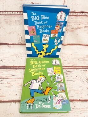 DR SEUSS Big Green & Big Blue Book of Beginner Books Hardcover Lot 2 2002 2008